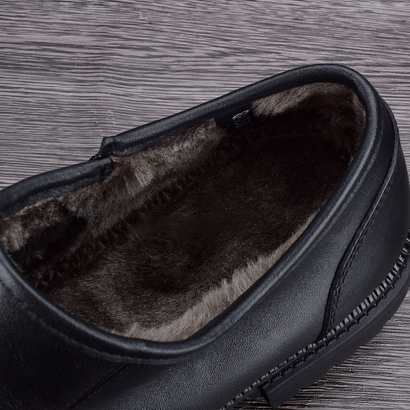 Winter men's leather shoes velvet warm cotton shoes genuine leather first layer cowhide non-slip wear-resistant business dress men's shoes