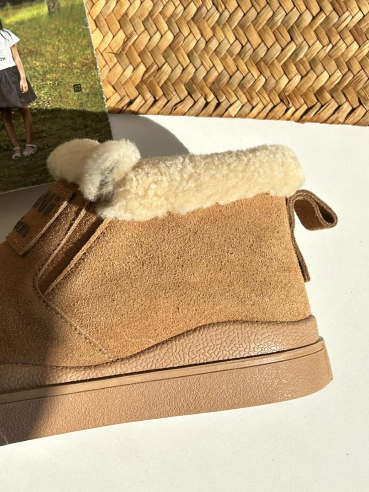 Imitation lamb wool round head thick-soled short boots winter leather warm snow boots