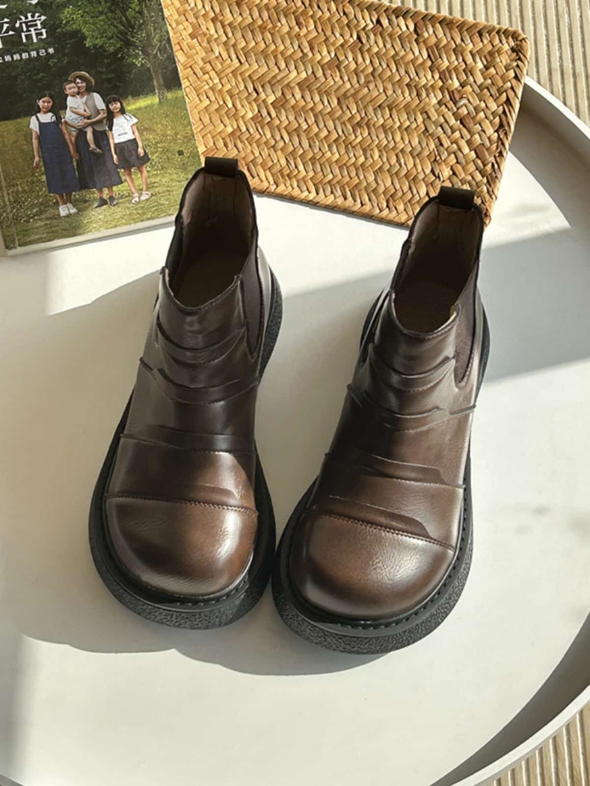 Round head platform short boots winter velvet personalized fashion black  boots