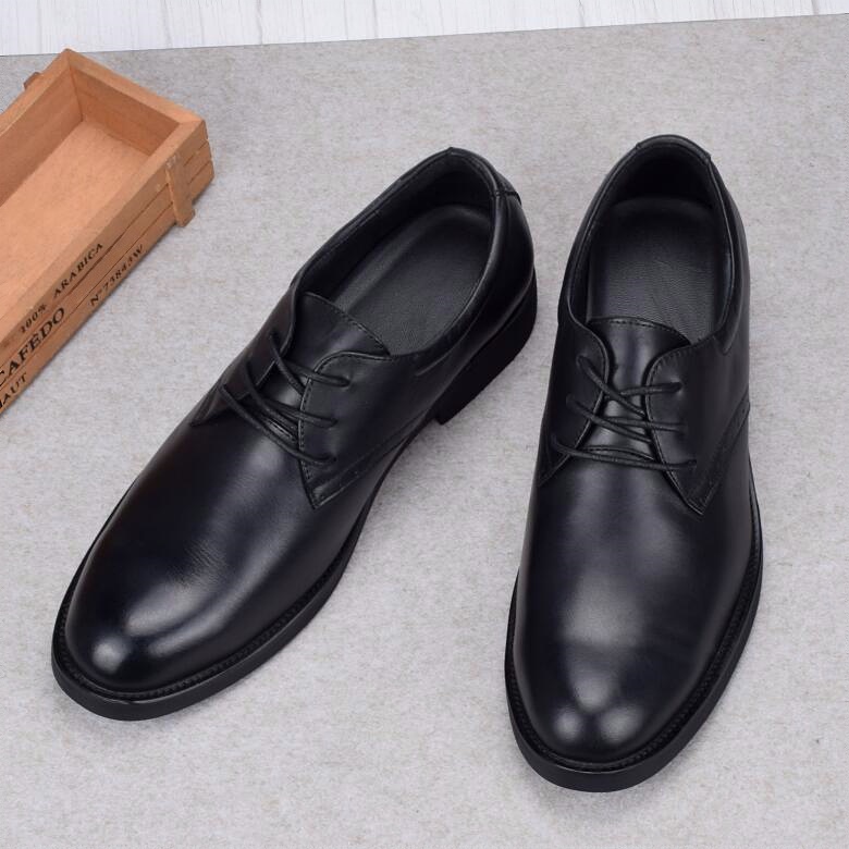 Soft leather business dress leather shoes men's genuine leather wedding shoes lace-up round head soft sole first layer cowhide large size shoes