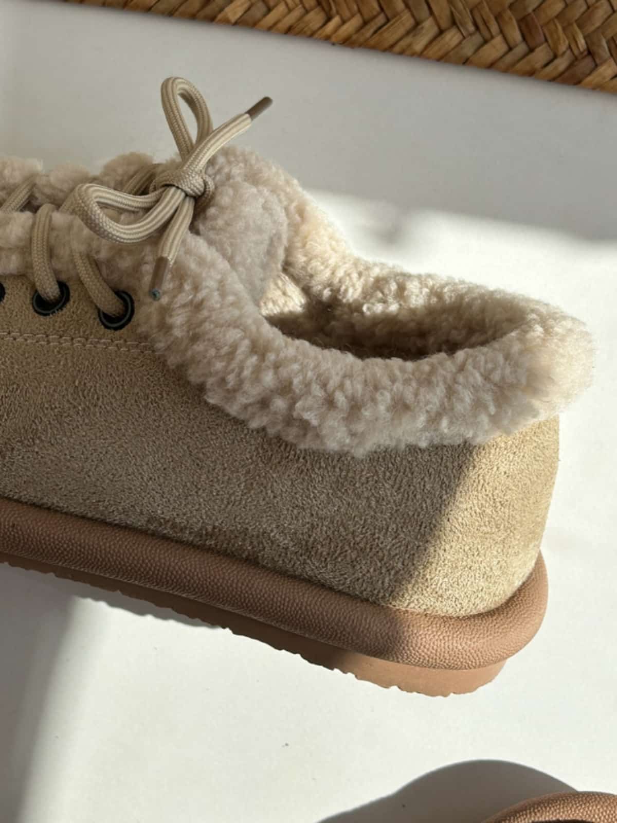 Imitation lamb wool round head lace-up flats winter soft and cute snow boots women