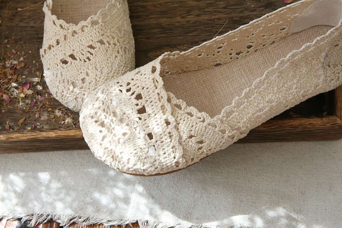 Hollow round head flat shoes summer cotton and linen comfortable one foot net shoes fisherman shoes single shoes women