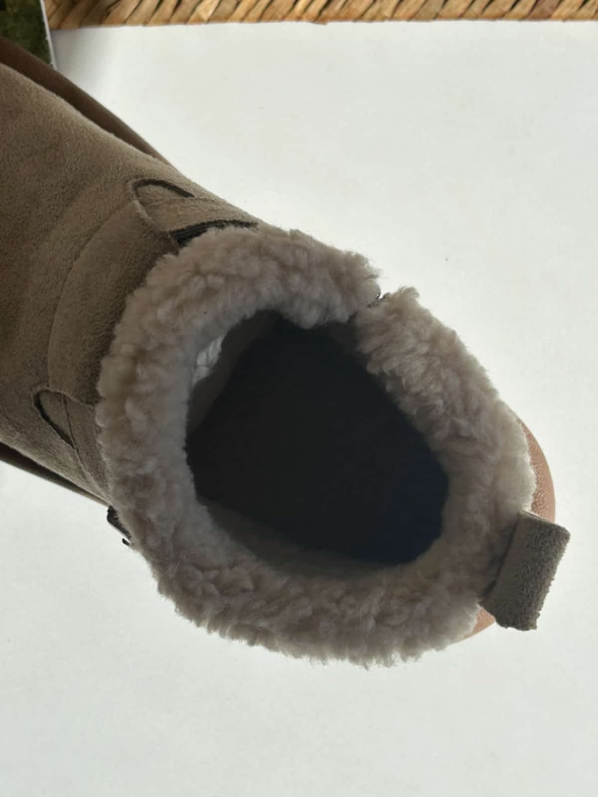 Imitation lamb wool round head flat-bottomed short boots winter velvet soft-soled belt buckle snow boots