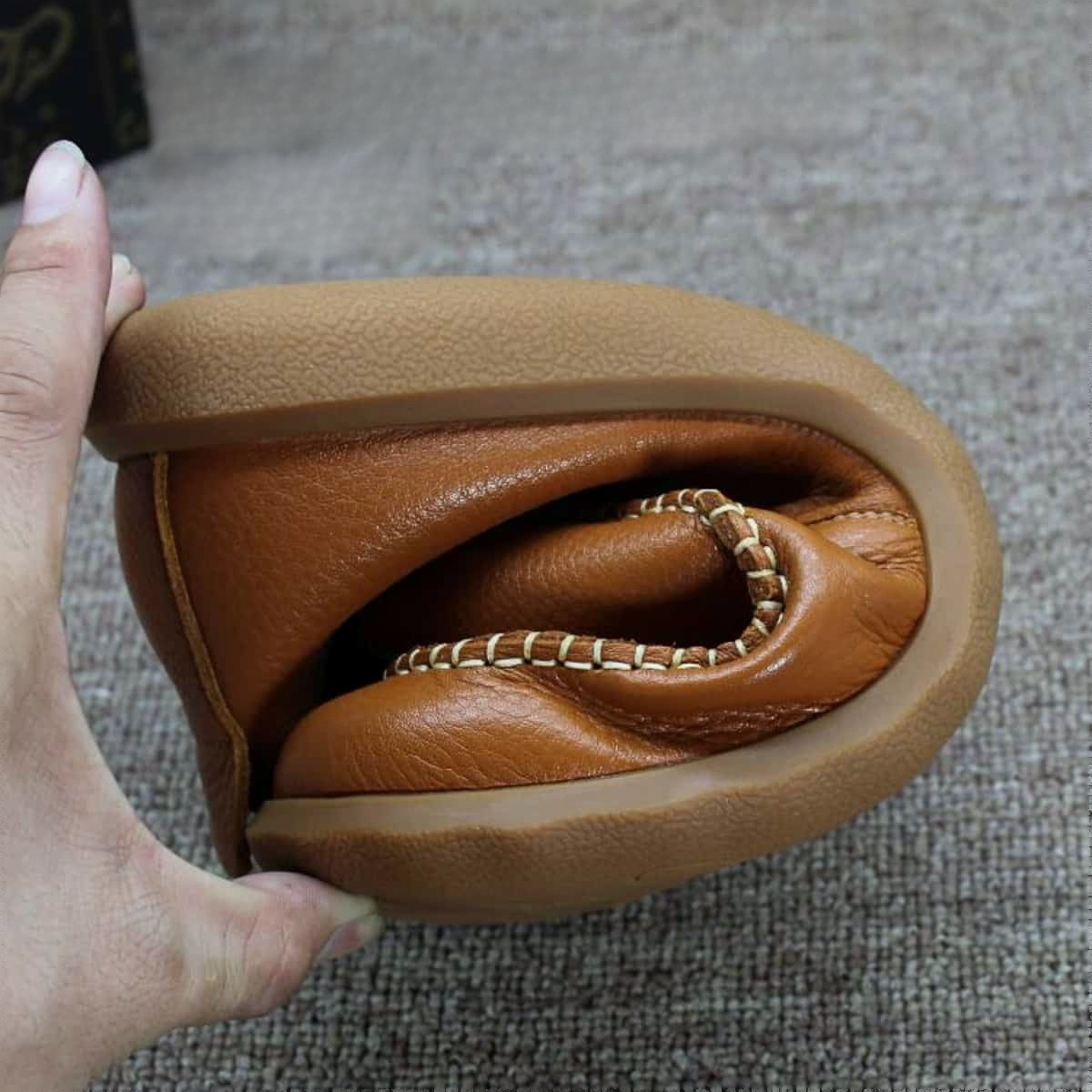 Leather casual leather shoes men's first layer cowhide lazy shoes beef tendon sole one pedal soft sole driving shoes tide