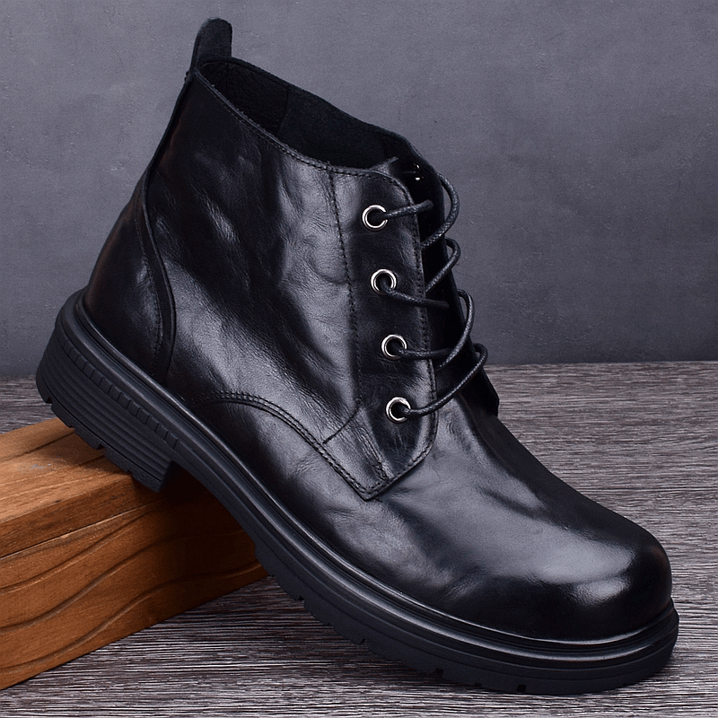 Martin boots men's genuine leather autumn and winter British mid-help tooling boots non-slip outdoor leather shoes loose big-headed leather boots