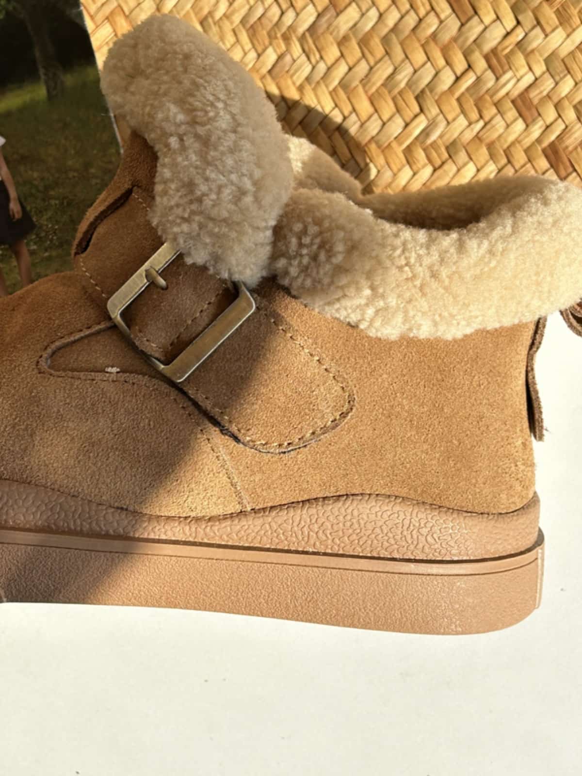 Imitation lamb wool round head platform short boots winter leather fashion belt buckle snow boots