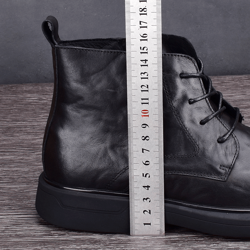 Autumn and winter leather Martin boots men's mid-top leather boots first layer cowhide high-top shoes round head wear-resistant men's boots