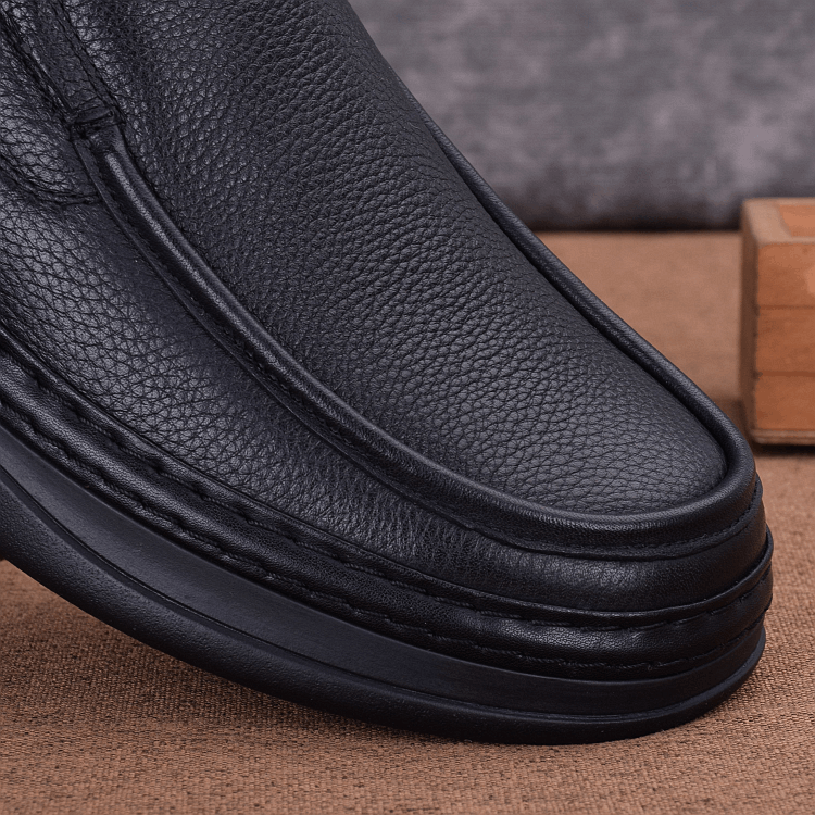 Leather men's leather shoes men's cowhide shoes business casual shoes round head foot cover soft sole thick sole wear-resistant one-pedal men's s