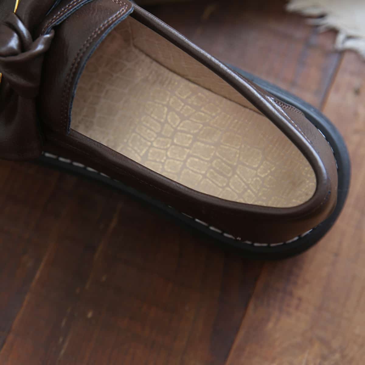 Round head thick sole big head shoes cute bow comfortable small leather shoes single shoes women