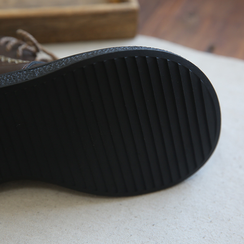 Round head lace-up thick-soled big-head shoes British style versatile heightening knight short Martin boots women