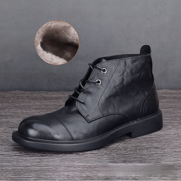 First layer cowhide Martin boots men's genuine leather autumn mid-top high-top leather shoes lace-up short boots black leather boots