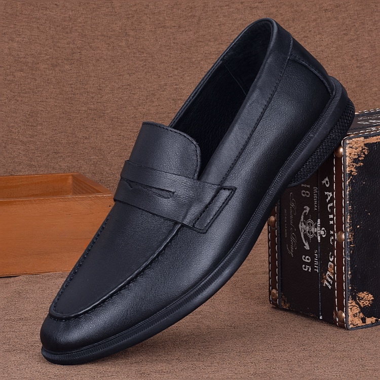 Autumn leather shoes men's business casual shoes leather breathable first layer cowhide men's shoes soft leather soft sole light lazy shoes