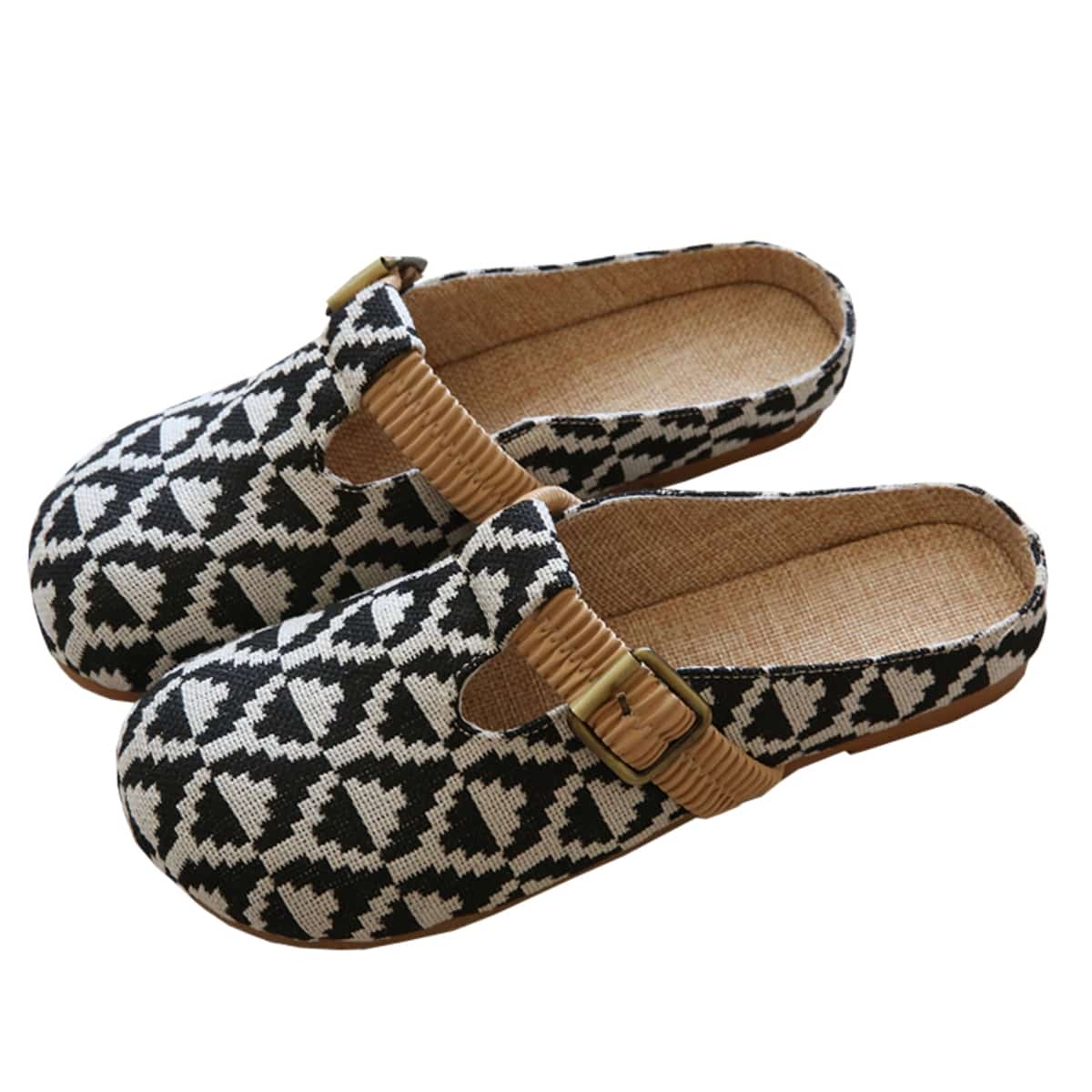 Cotton and linen bag head flats summer new handmade comfortable soft-soled plaid women's cool slippers