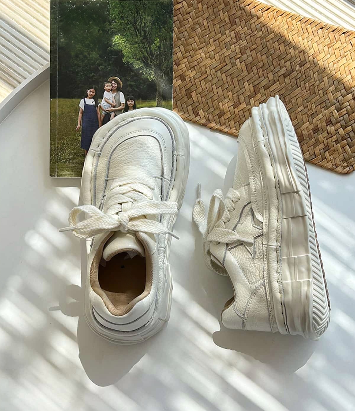 Round head lace-up leather platform big head shoes autumn new fashion heightening shoes women