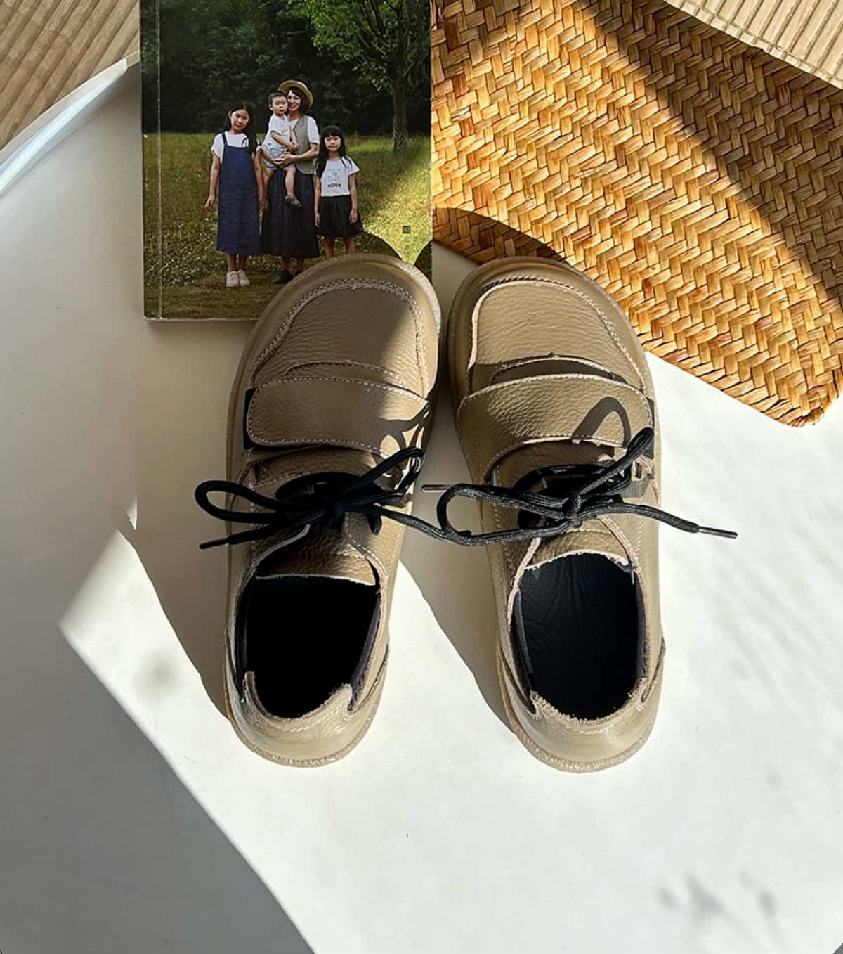 Leather round head lace-up little white shoes spring new soft-soled versatile shoes single shoes