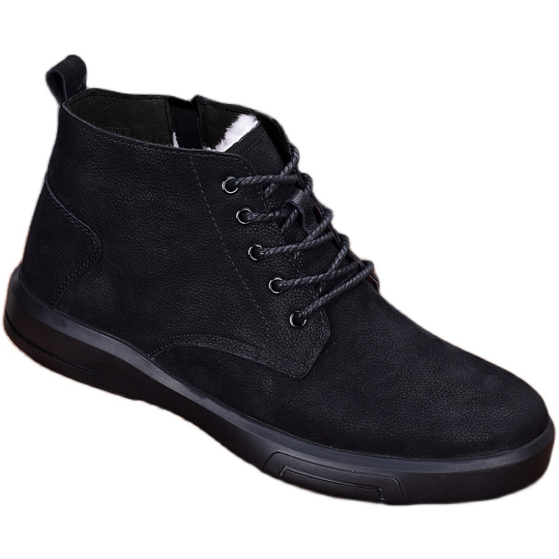 Fleece thermal cotton boots pure wool leather shoes men's cotton shoes genuine leather Martin boots high-top men's shoes