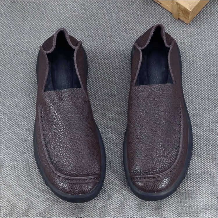 Casual single-layer leather shoes men's genuine leather first-layer cowhide foot cover lazy shoes men's breathable driving shoes soft sole