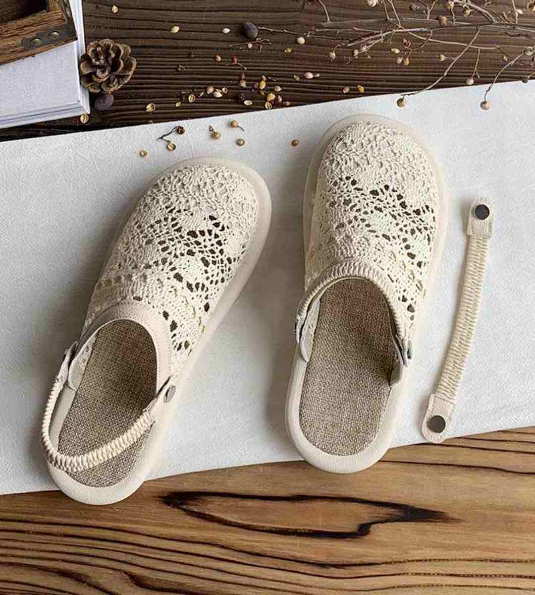 Summer Hollow-out Mesh Slip-on Closed-toe Sandals Women