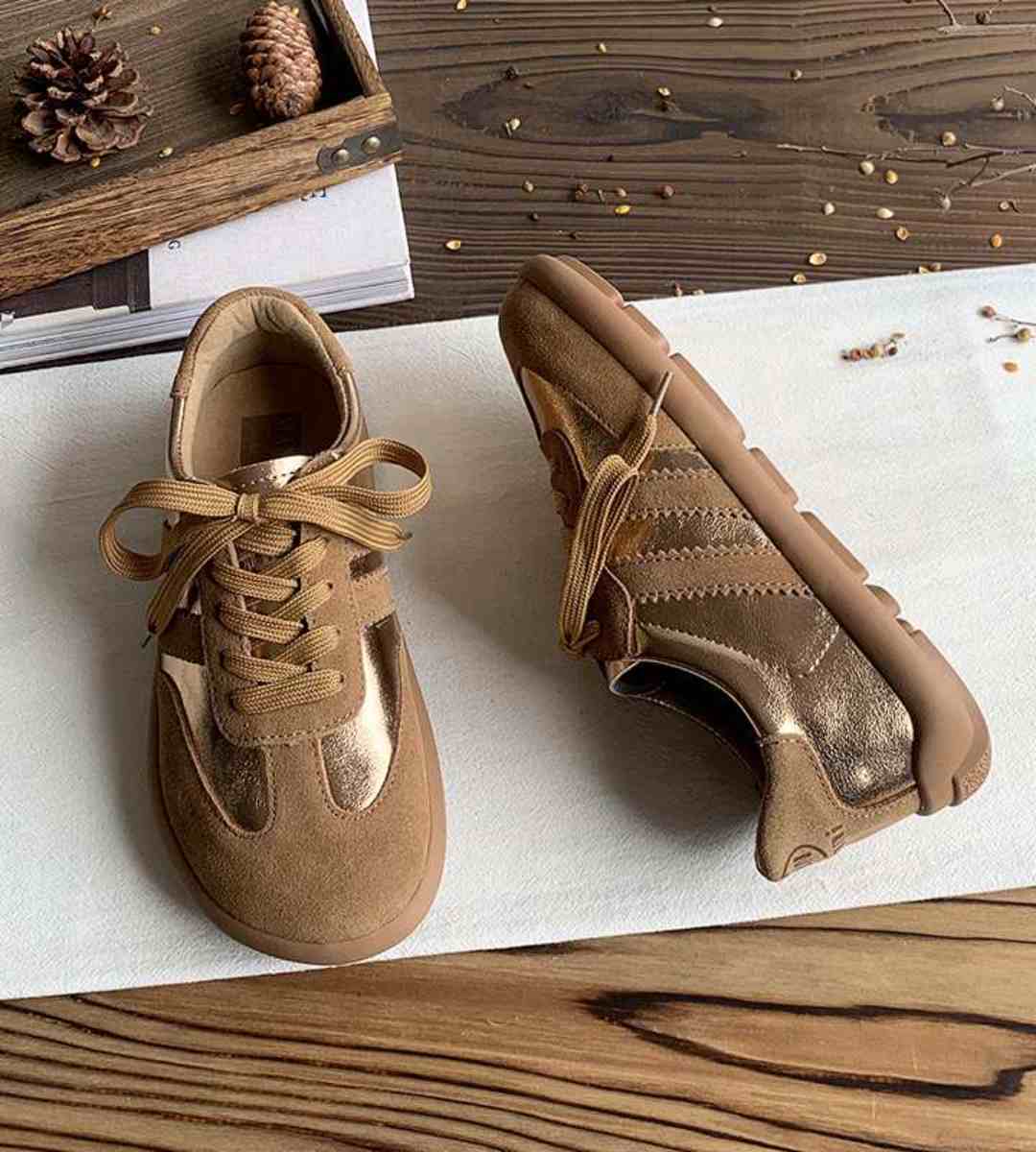 Spring Women's Sneakers Suede Retro Leather Casual