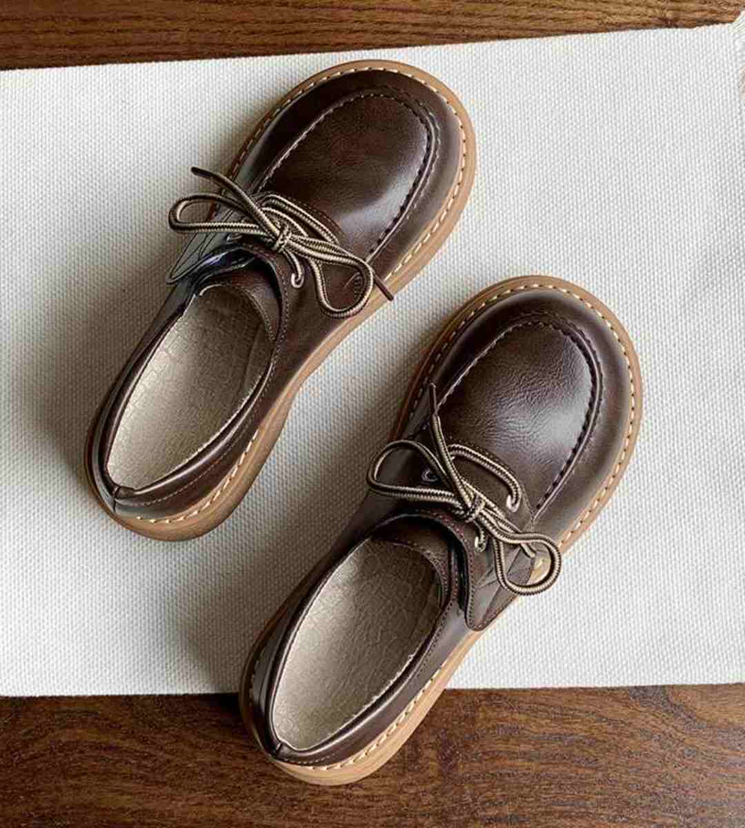 2024 Spring JK Uniform Thick-Soled Flats Leather Women