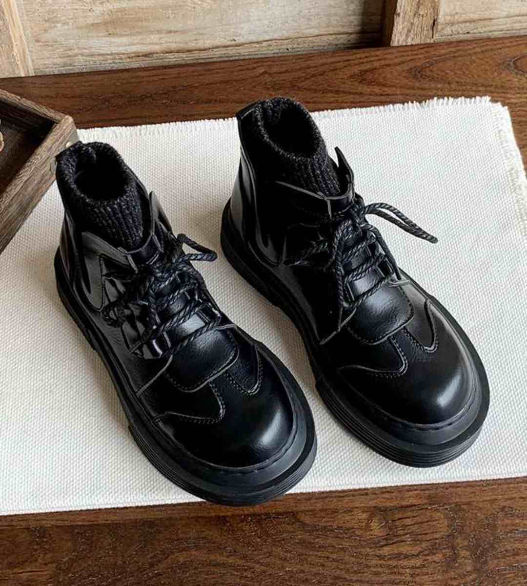 Spring Short Boots Cotton Round Toe Martin Boots Thick Sole