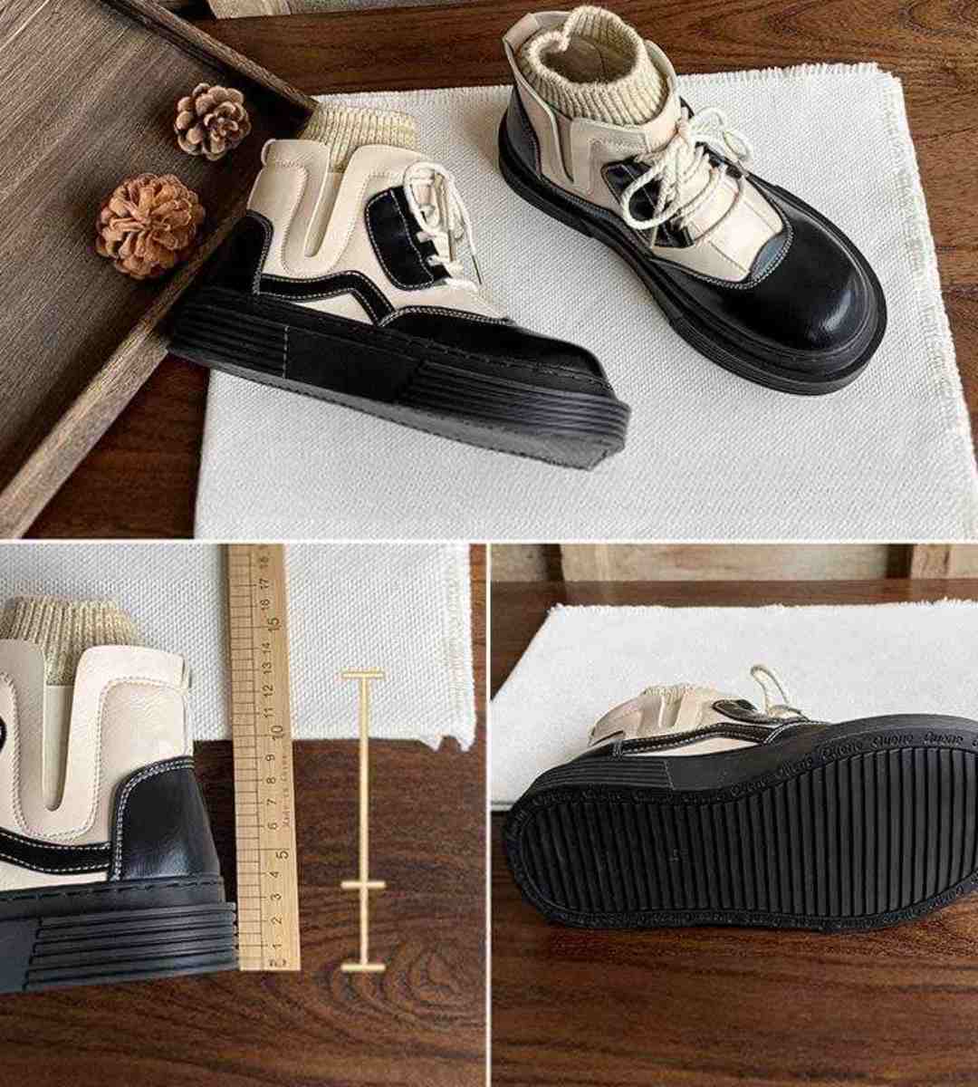 Fall Short Martin Boots Women Color-blocked Plush Cotton Style