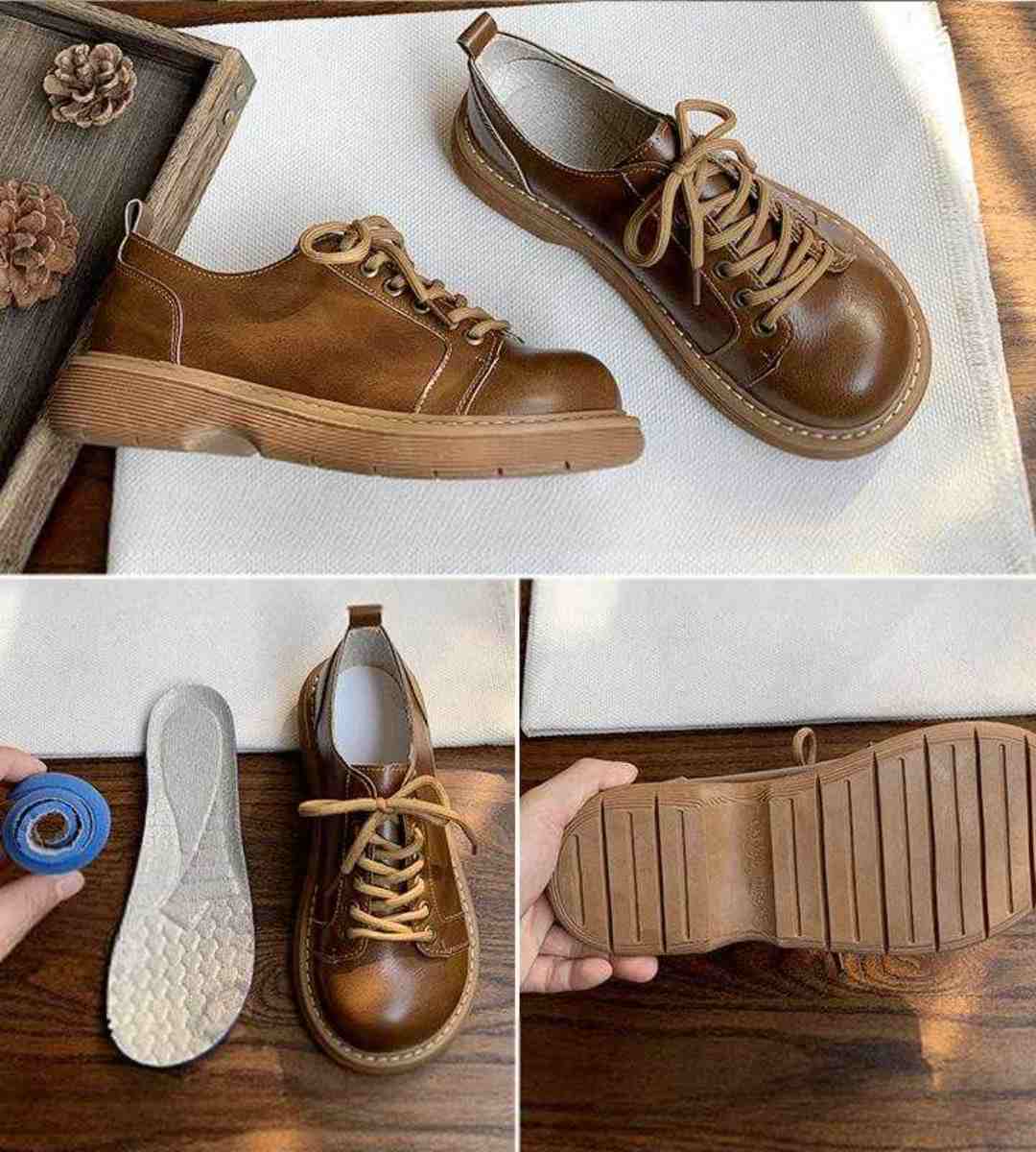 Spring Flat Vintage Leather JK Uniform Shoes Women