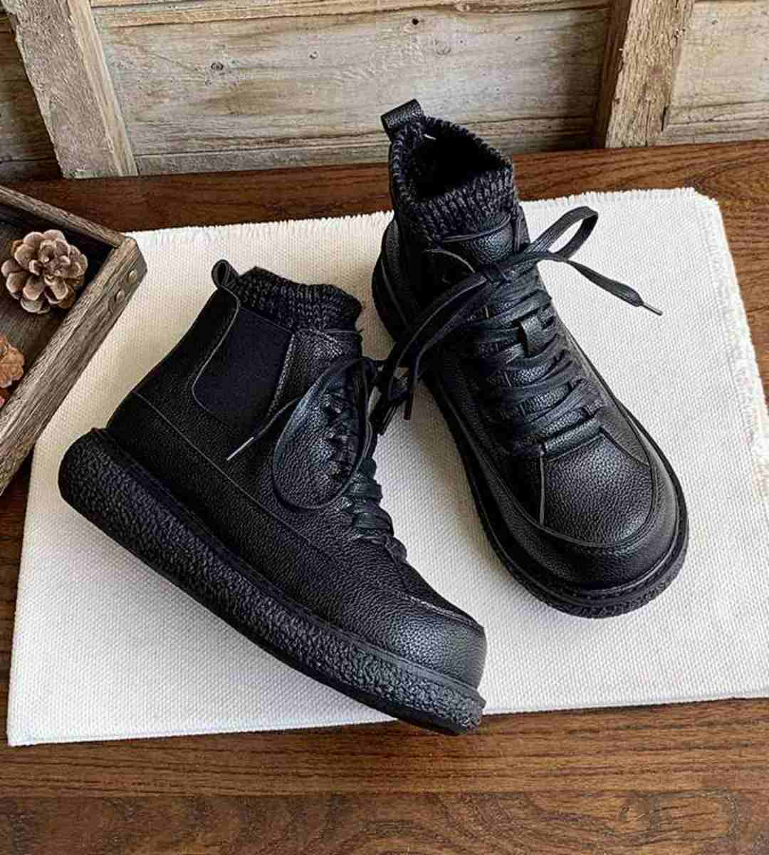 Winter Ankle Boots Thick Sole Warm College Style Martin Boot