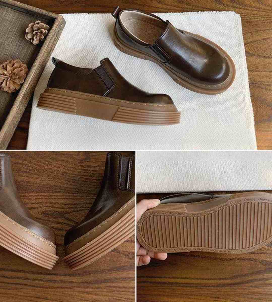 Fall Low-top Leather Shoes Vintage Style Women's Footwear