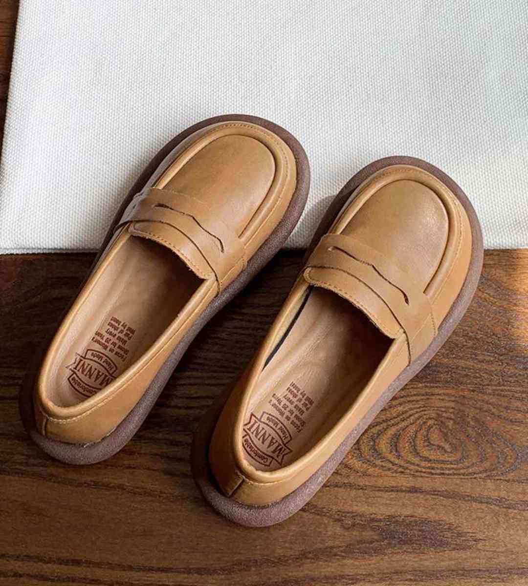 Spring Flat Shoes Genuine Leather Cute College Style
