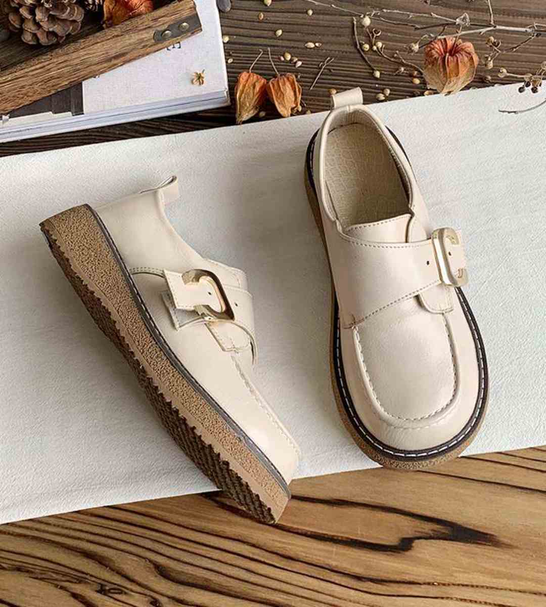 Fall Loafers Women Leather Retro Style Casual Shoes