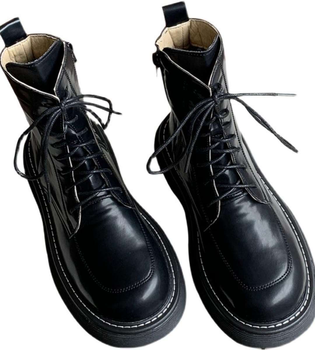 Winter Platform Martin Boots Fleece Avocado Green Stylish