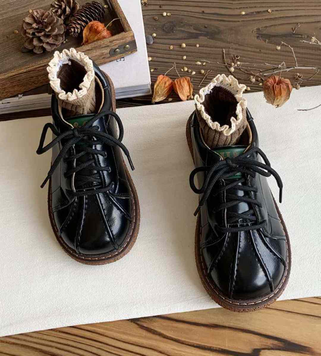 Spring Retro Shell Shoes Leather Cute Doll Shoes Jk Style