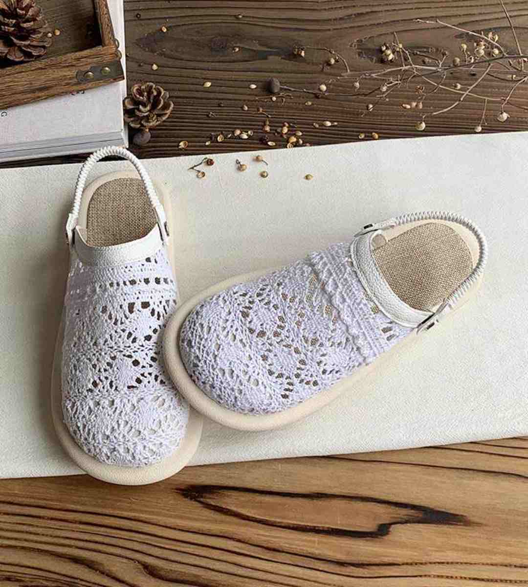 Summer Hollow-out Mesh Slip-on Closed-toe Sandals Women