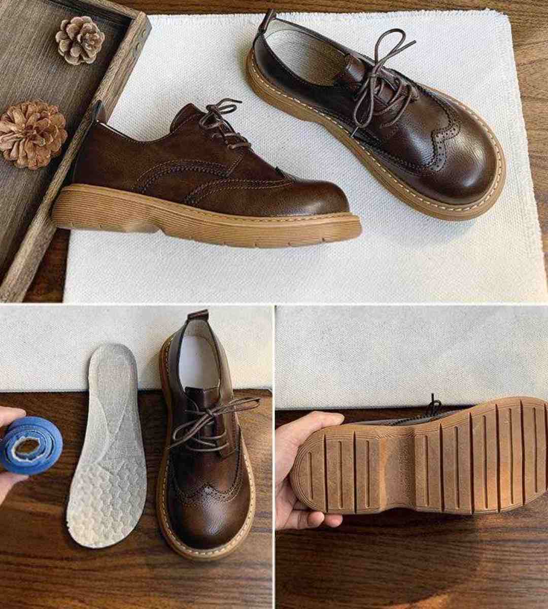 Spring-Brogue Leather Shoes-Women's-Campus Style-JK Shoes