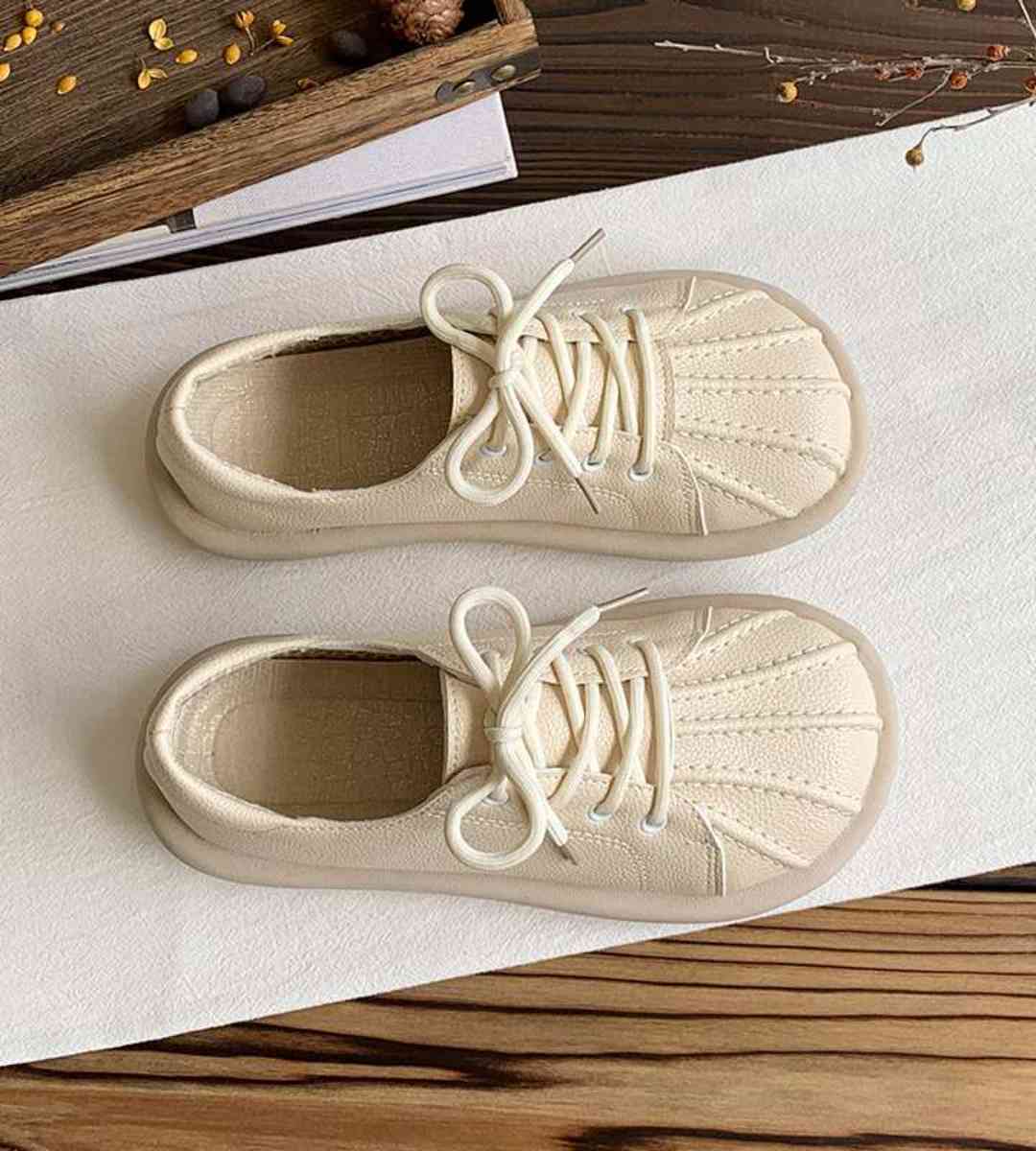 Fall Casual Shell Toe Leather Shoes Women's Style Sneakers