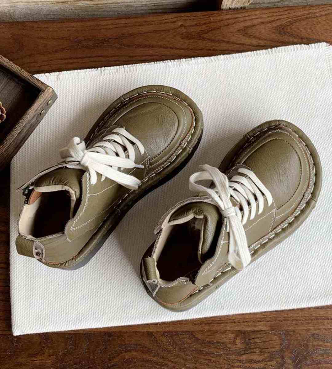 Spring Short Boots Genuine Leather Artsy Chunky Ankle Boots