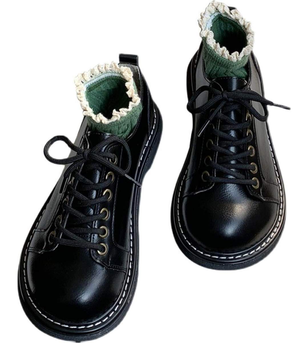 Spring Flat Vintage Leather JK Uniform Shoes Women