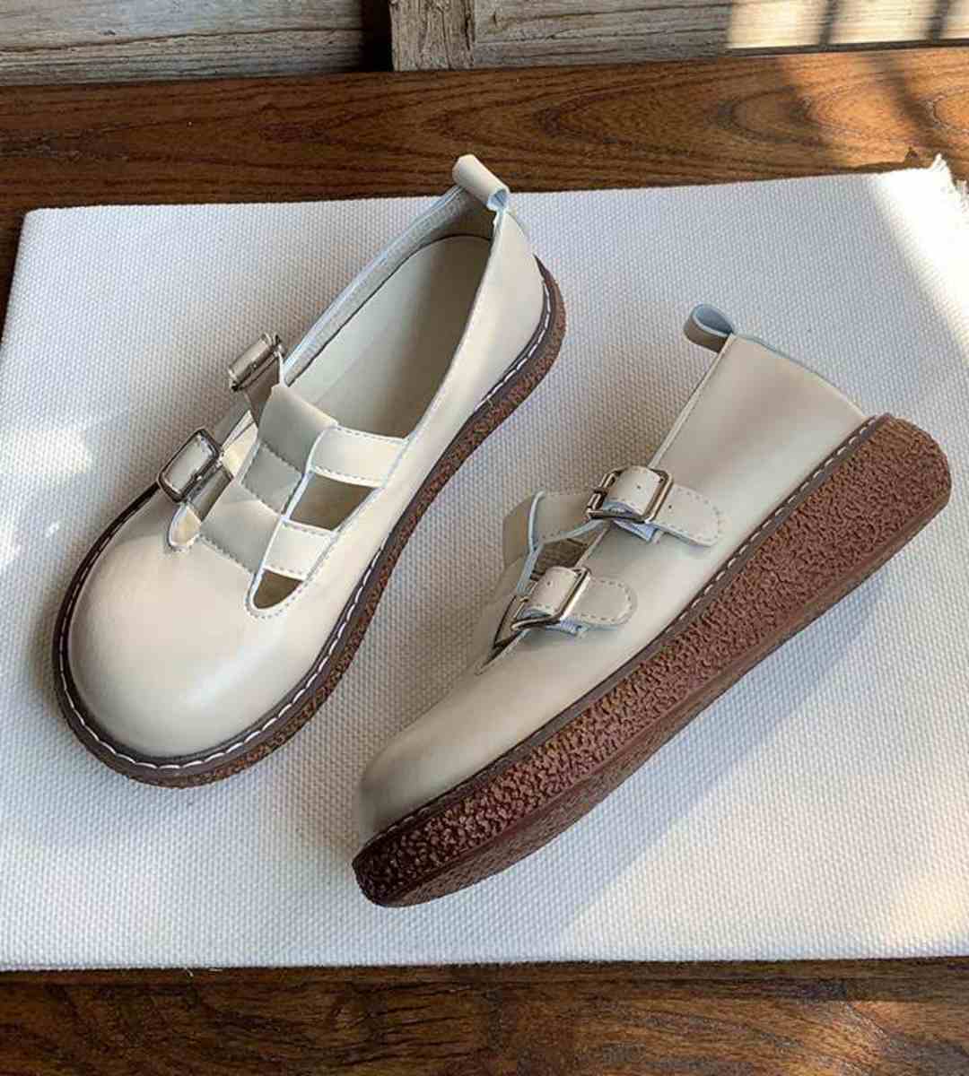 Autumn Mary Jane Leather Shoes Cute Thick Sole Lolita