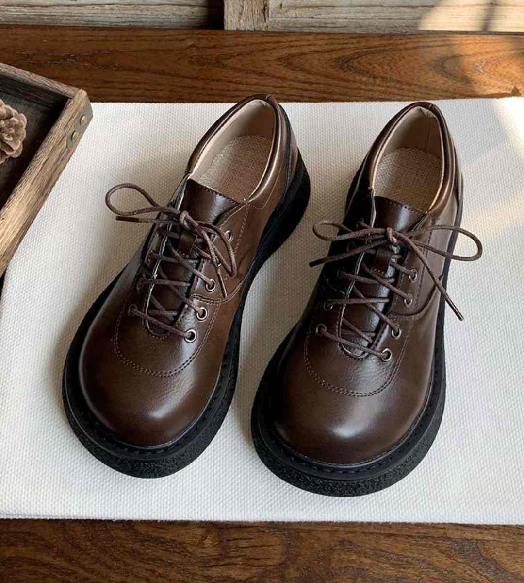 Spring Women's Thick-Soled Leather Brogue Retro Shoes