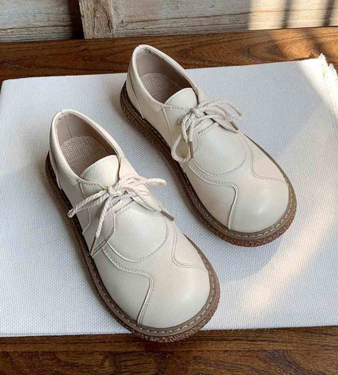 Autumn Platform Leather Cute Shoes JK Style Student Flats