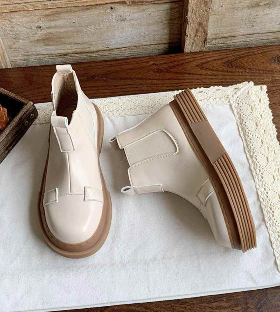 Winter Chelsea Boots Thick Sole Cotton Retro Style Martin Boots