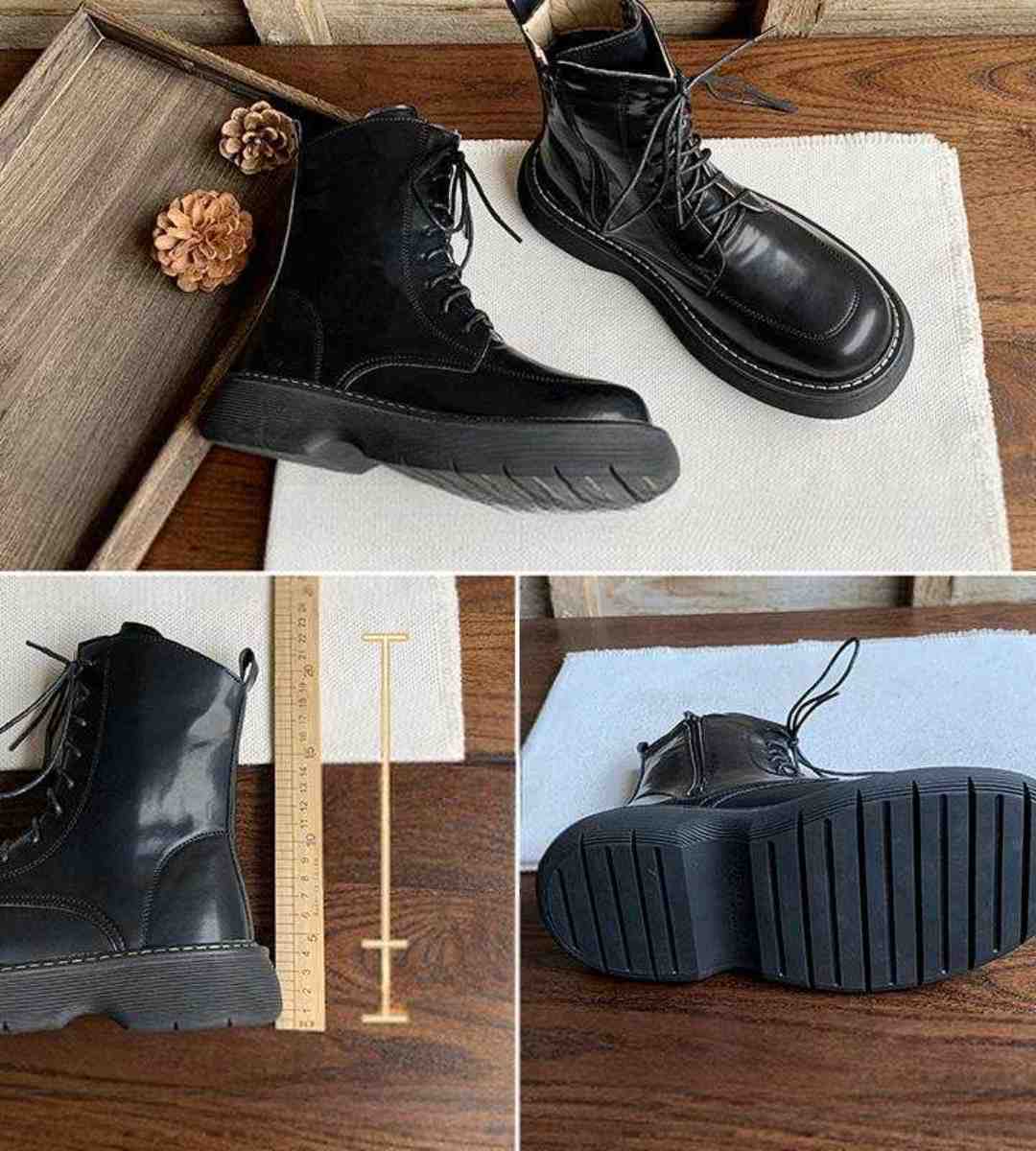 Winter Platform Martin Boots Fleece Avocado Green Stylish