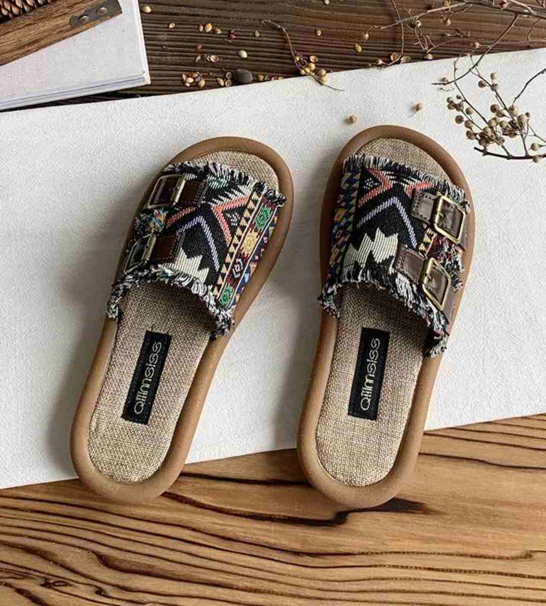 Summer Slip-on Linen Sandals Ethnic Style Flat Shoes