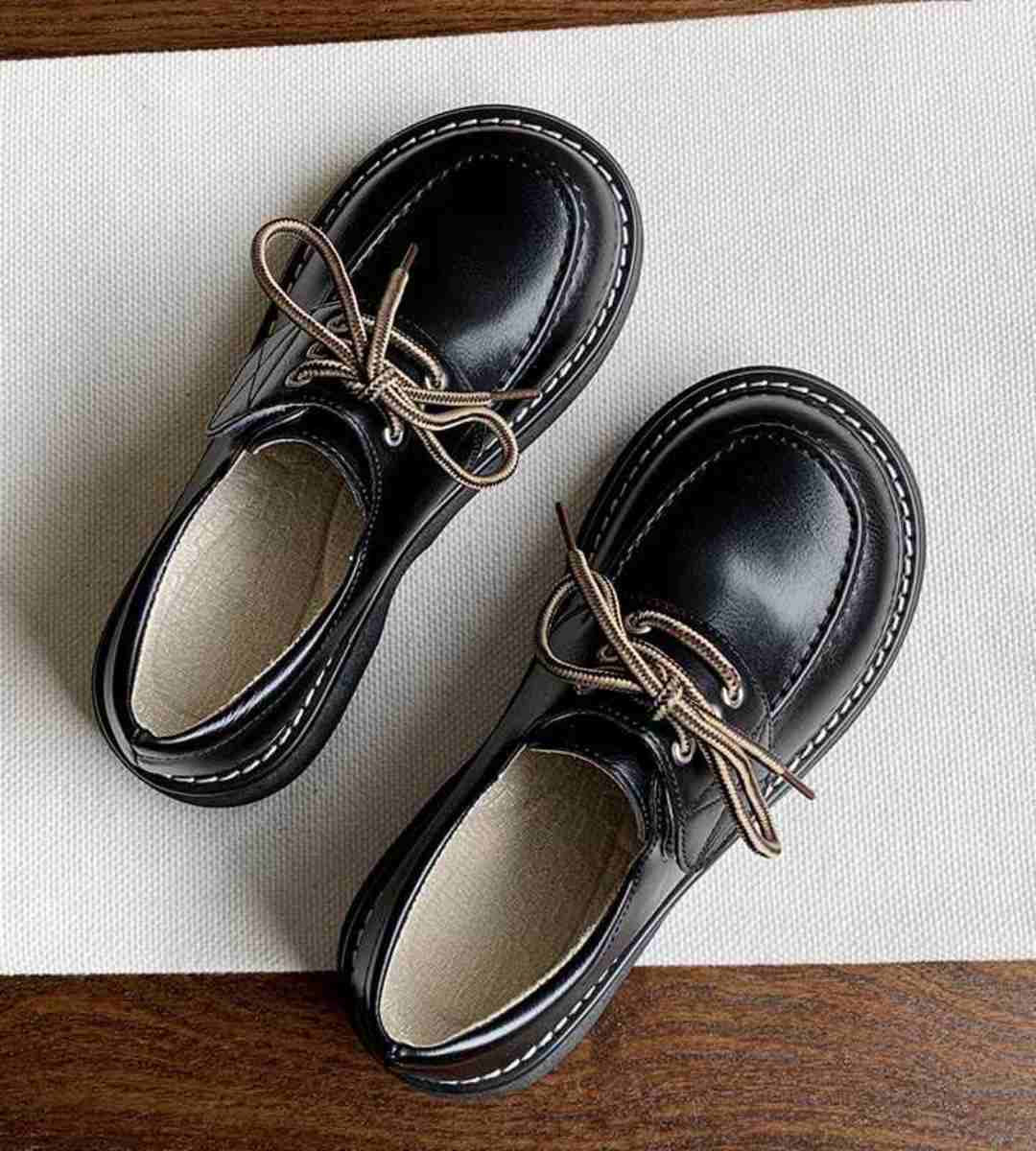 2024 Spring JK Uniform Thick-Soled Flats Leather Women