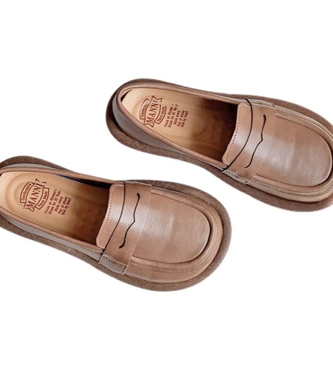 Spring Flat Shoes Genuine Leather Cute College Style