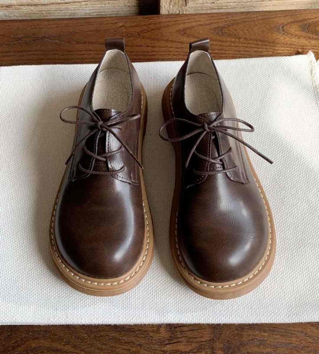 Spring Flat Leather Shoes Retro JK Style for Students