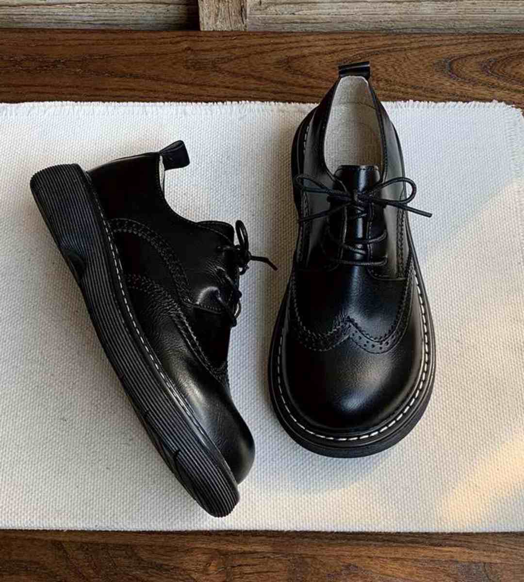 Spring-Brogue Leather Shoes-Women's-Campus Style-JK Shoes