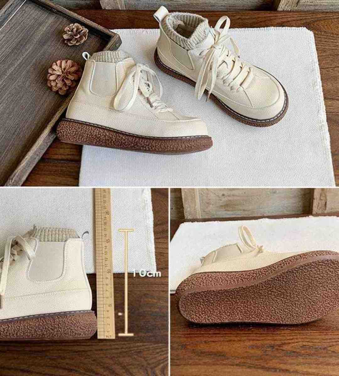 Winter Ankle Boots Thick Sole Warm College Style Martin Boot