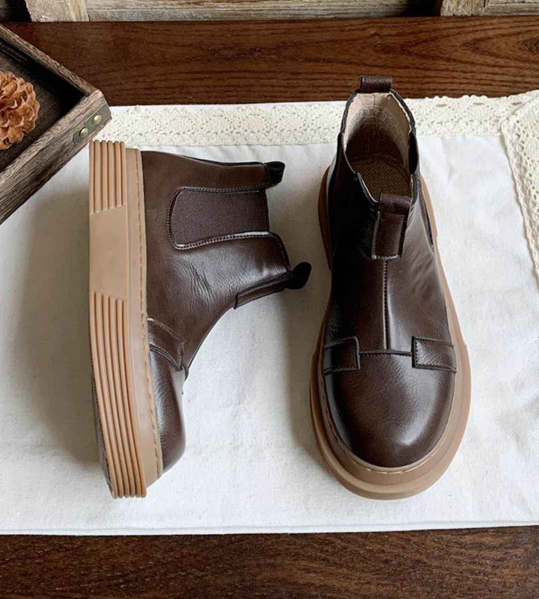 Winter Chelsea Boots Thick Sole Cotton Retro Style Martin Boots